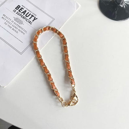 Faux Leather Alloy Phone Lanyard