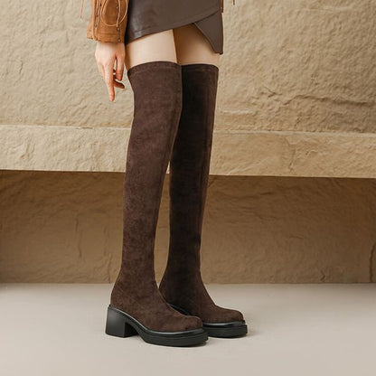 Platform Faux Suede Over The Knee Boots