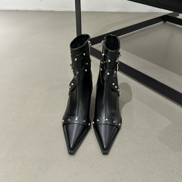 Buckled Stiletto Heel Short Boots