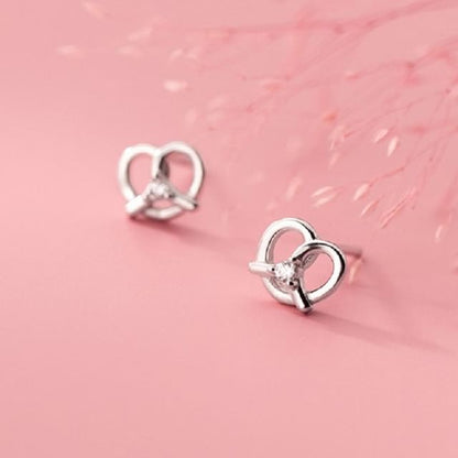 Pretzel Rhinestone Sterling Silver Stud Earring