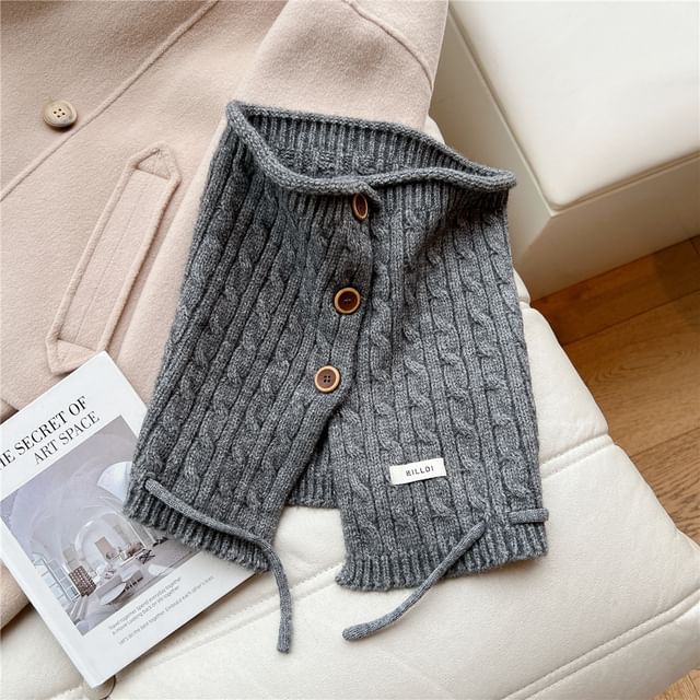 Buttoned Knit Circle Scarf