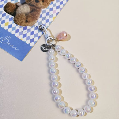 Faux Gemstone Bead Phone Strap with Lanyard Pad