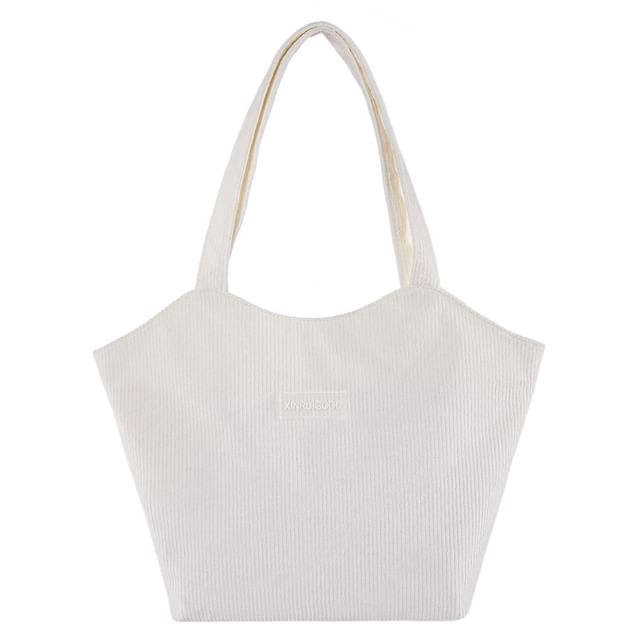 Corduroy Label Applique Tote Bag