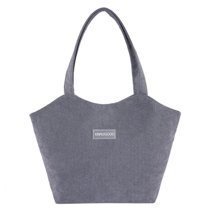 Corduroy Label Applique Tote Bag