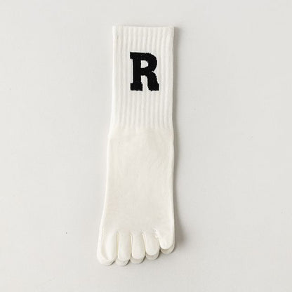 Anti-Slip Letter Embroidered Toe Socks