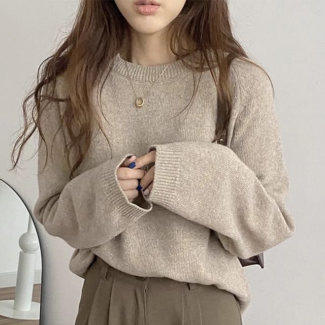 Crew Neck Plain Sweater