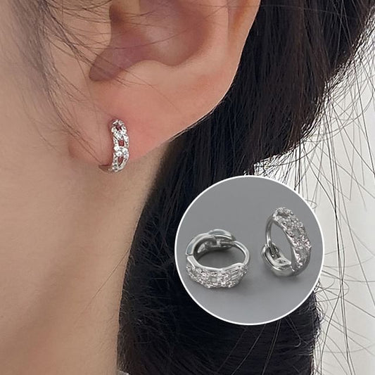 Sterling Silver Rhinestone Huggie Earring