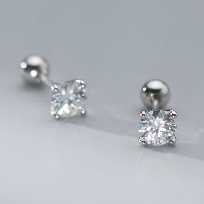 Rhinestone Sterling Silver Barbell Earring