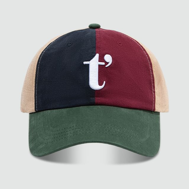 Color Block Lettering Embroidered Baseball Cap