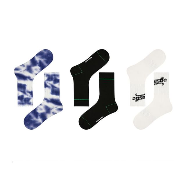 Set Of 3 Pairs: Print Crew Socks