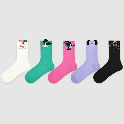 Set of 5 Pairs: Cartoon Print Socks