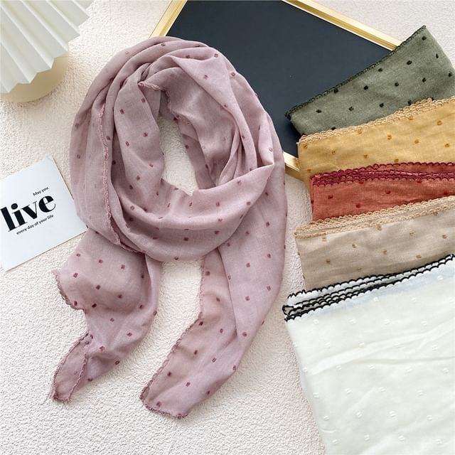 Dotted Lace Trim Scarf