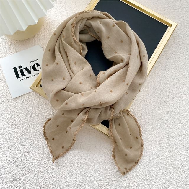 Dotted Lace Trim Scarf