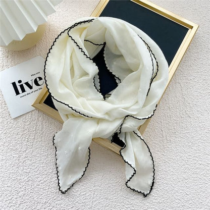 Dotted Lace Trim Scarf