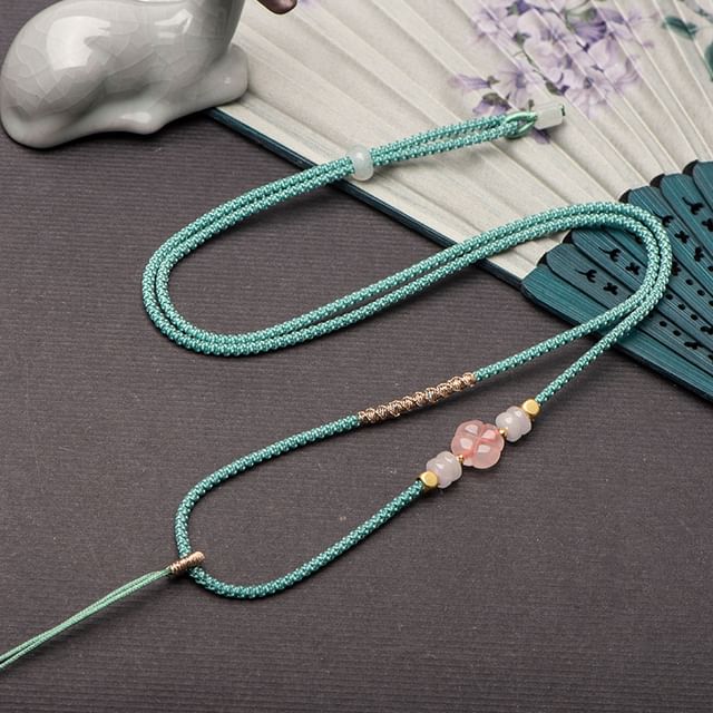 Floral Faux Gemstone Phone Lanyard