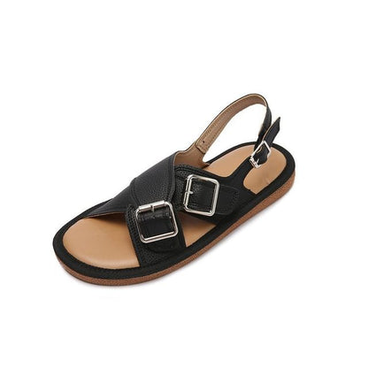 Cross Strap Buckled Sandals