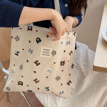 Cat Embroidery Tote Bag