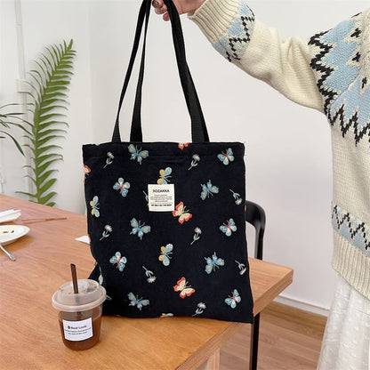 Butterfly Embroidery Tote Bag