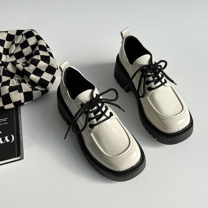 Block-Heel Platform Oxford Shoes