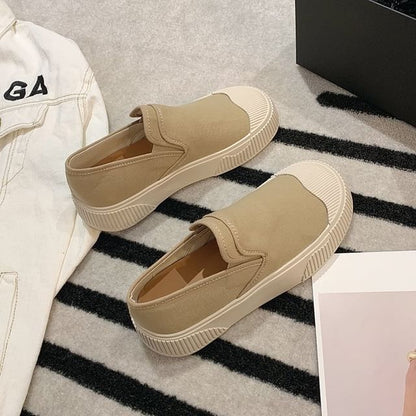 Canvas Colorblock Platform Slip-Ons