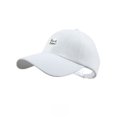 Lettering Embroidered Open Top Baseball Cap