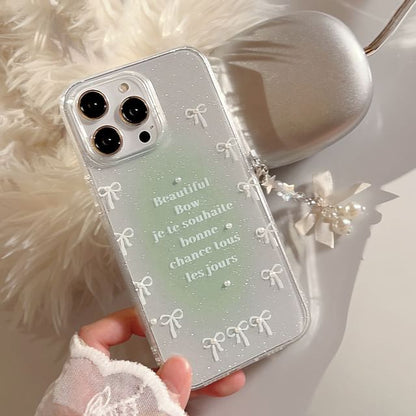 Lettering Faux Pearl Phone Case