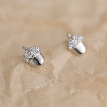 Rhinestone Acorn Stud Earring