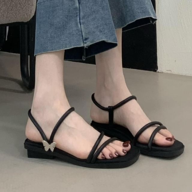 Strappy Butterfly Accent Slingback Sandals