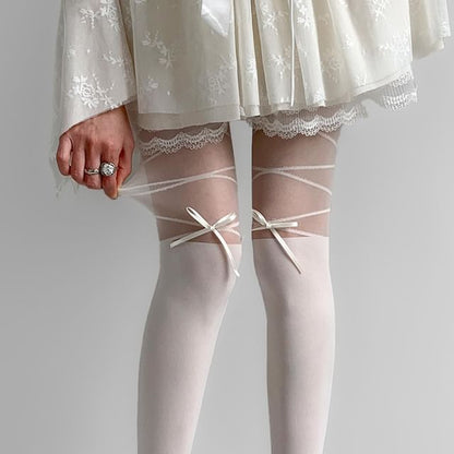 Sheer Tights With Bows