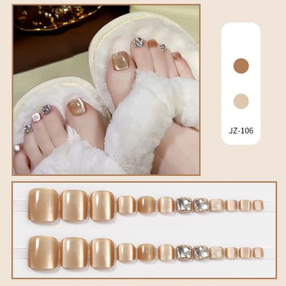 Rhinestone Cat Eye Press On Toenail