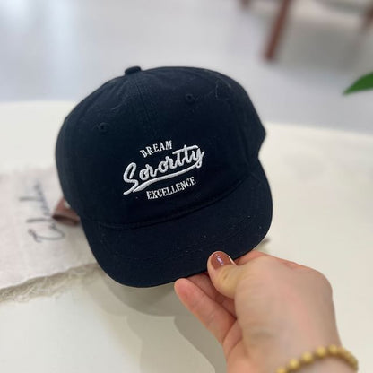 Lettering Embroidered Short Brim Cap