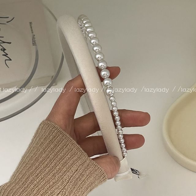 Faux Pearl Double Layer Headband