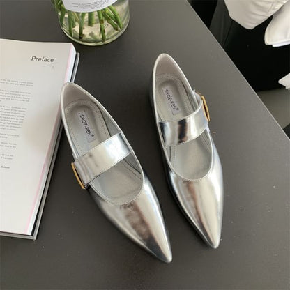 Pointed Toe Faux Leather Flats