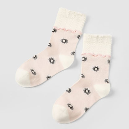 Floral Pattern Crew Socks