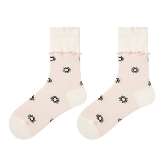 Floral Pattern Crew Socks