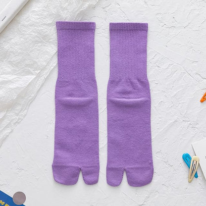 Plain Ribbed Split-Toe Socks