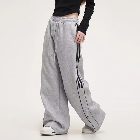 Low Rise Striped Color-Block Loose-Fit Wide-Leg Sweatpants