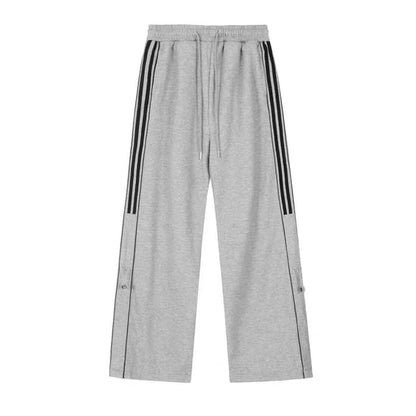 Low Rise Striped Color-Block Loose-Fit Wide-Leg Sweatpants