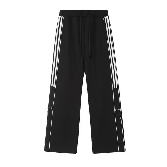 Low Rise Striped Color-Block Loose-Fit Wide-Leg Sweatpants