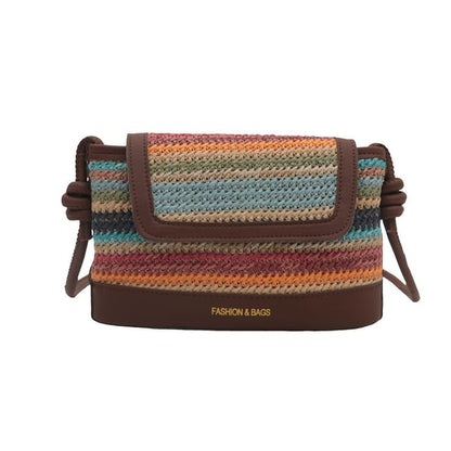 Striped Flap Shoulder Bag