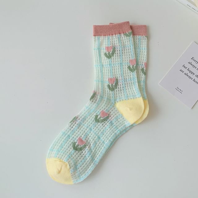 Floral Crew Socks / Plaid Socks