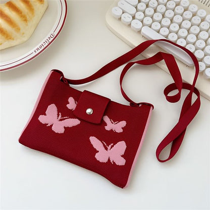 Butterfly Print Knit Coin Purse