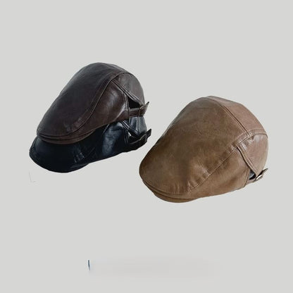 Faux Leather Flat Cap