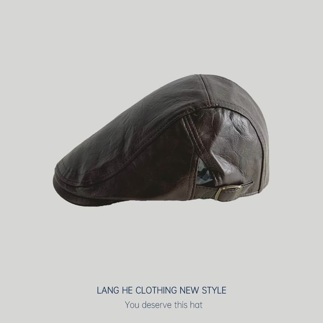 Faux Leather Flat Cap