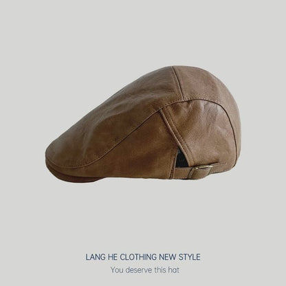 Faux Leather Flat Cap