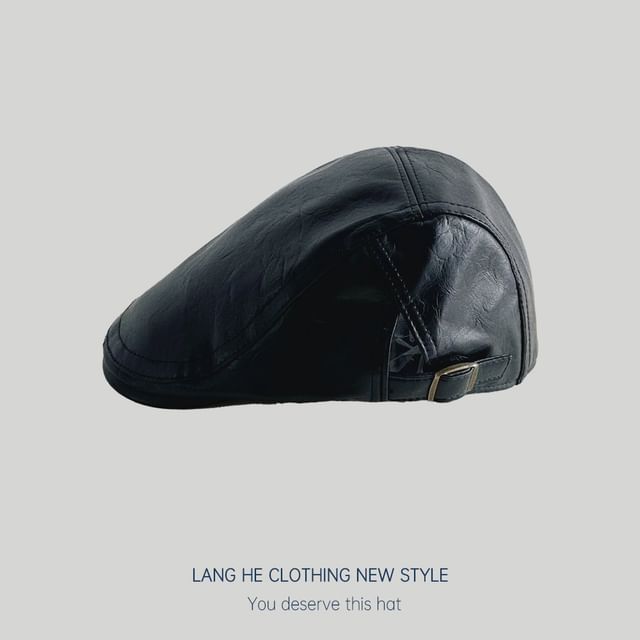 Faux Leather Flat Cap