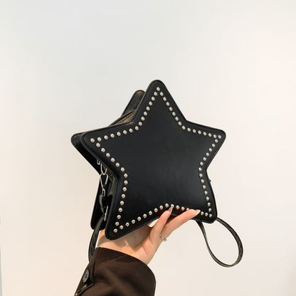 Star Studded Faux Leather Crossbody Bag