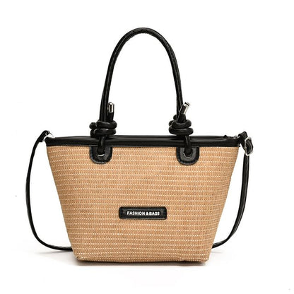 Applique Straw Bucket Bag