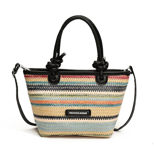 Applique Straw Bucket Bag