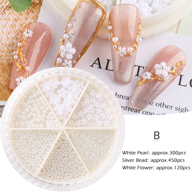 Floral Bead Faux Pearl Nail Art Decoration